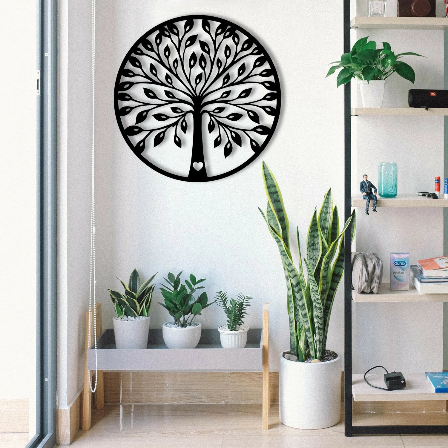 Aksesor dekorativ metalik për mur Wallity, Sadi, ngjyrë e zezë, 58x58cm