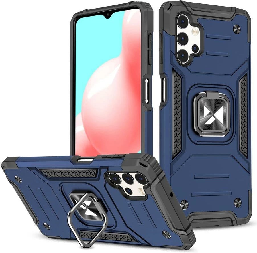 Mbështjellës Wozinsky Ring Armor për Samsung Galaxy A73, me mbajtëse unazë dhe magnetike, Kaltër
