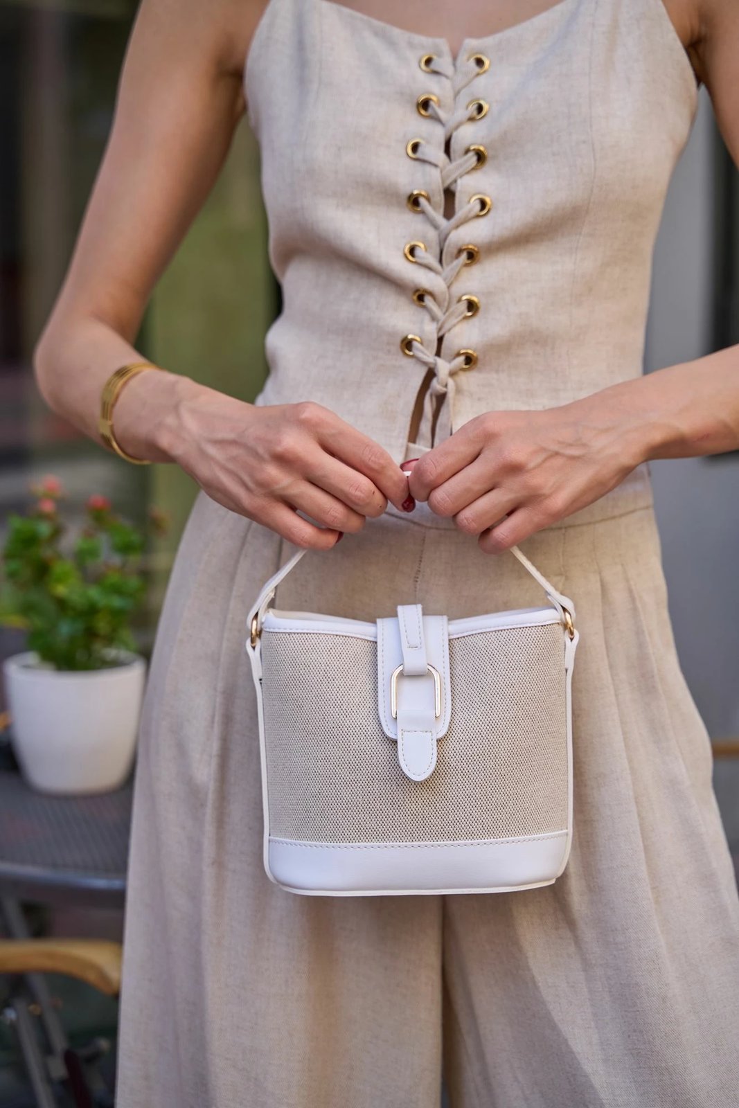 Çantë dore Zoozie Bags, MK1020225SV10-018, bezhë e bardhë