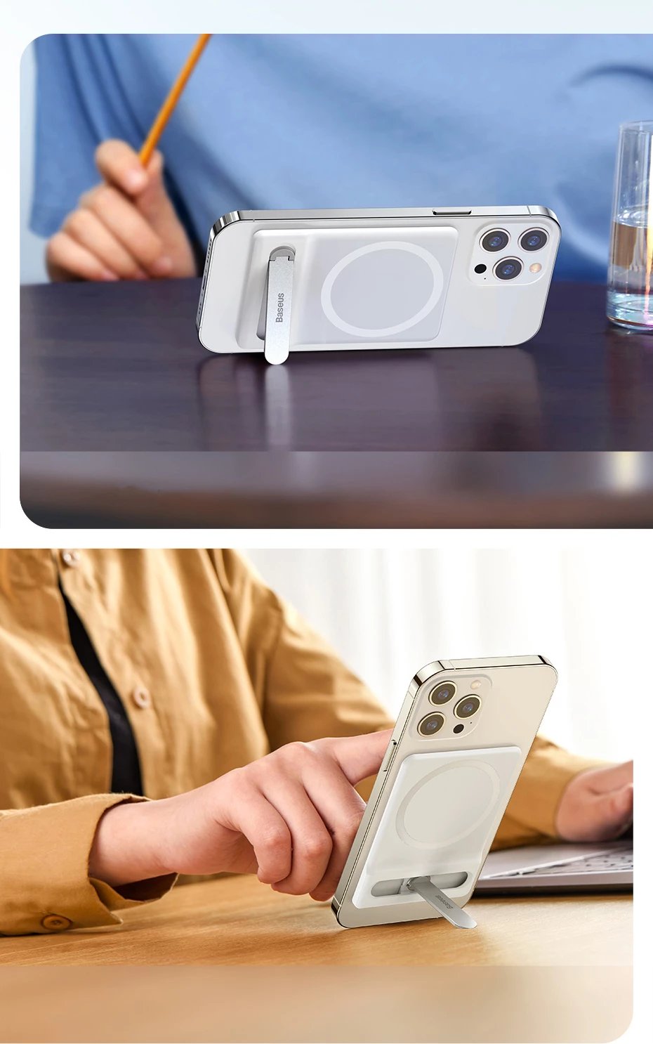 Mbështjellës Baseus LUXZ010002 me mbajtëse magnetike, i bardhë