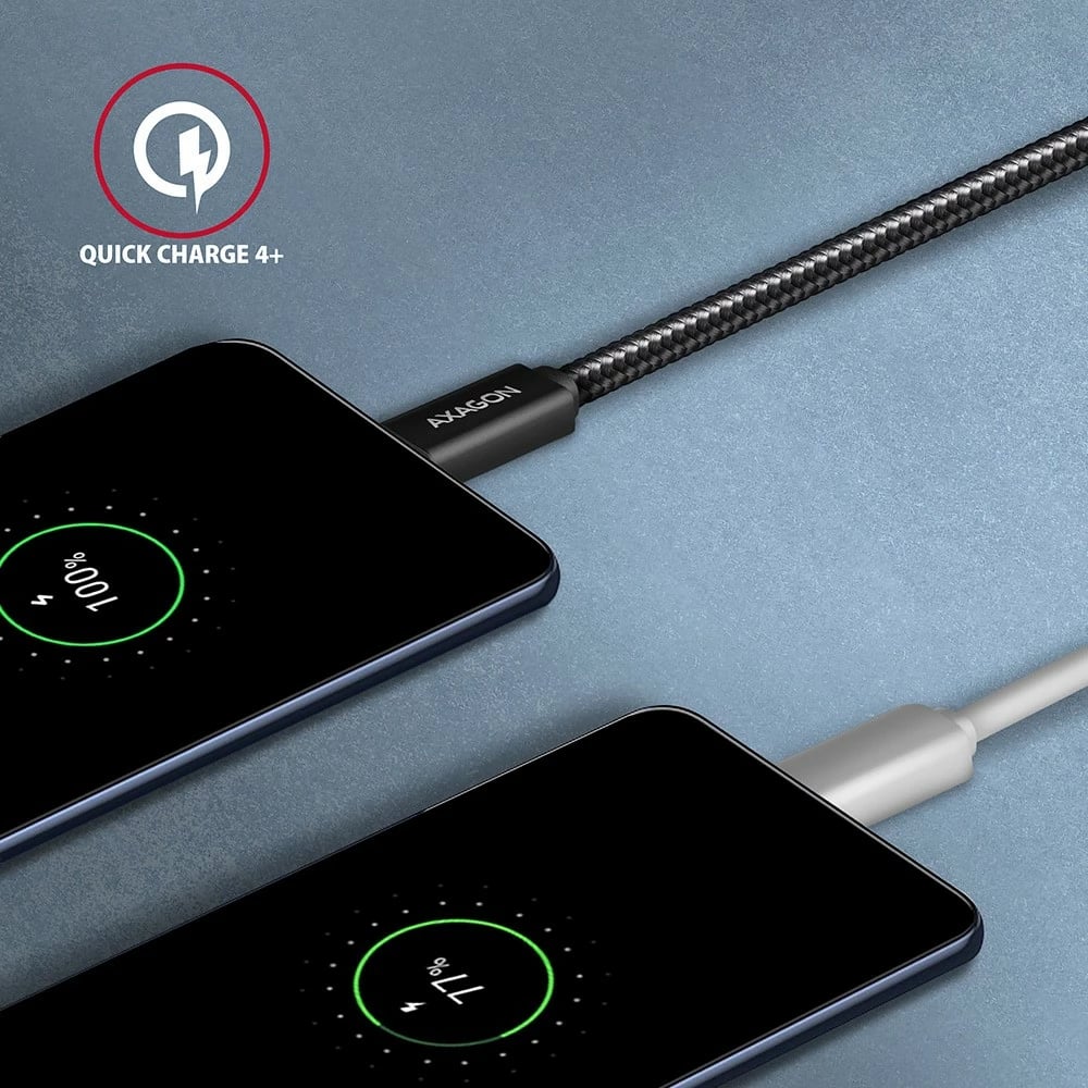 Kabllo USB-C AXAGON BUCM32-CM15AB, 1.5m, 100W, 20Gbps, i zi