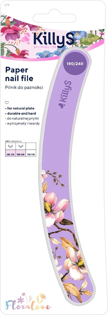 Lima për thonj KillyS Floralove Purple Banan 180/240, 1 copë vjollcë