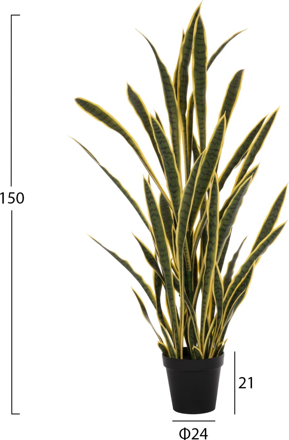 Bimë sintetike dekorative në vazo, FH7994.01, SANSEVIERIA, gjelbër-verdhë, 150Hcm