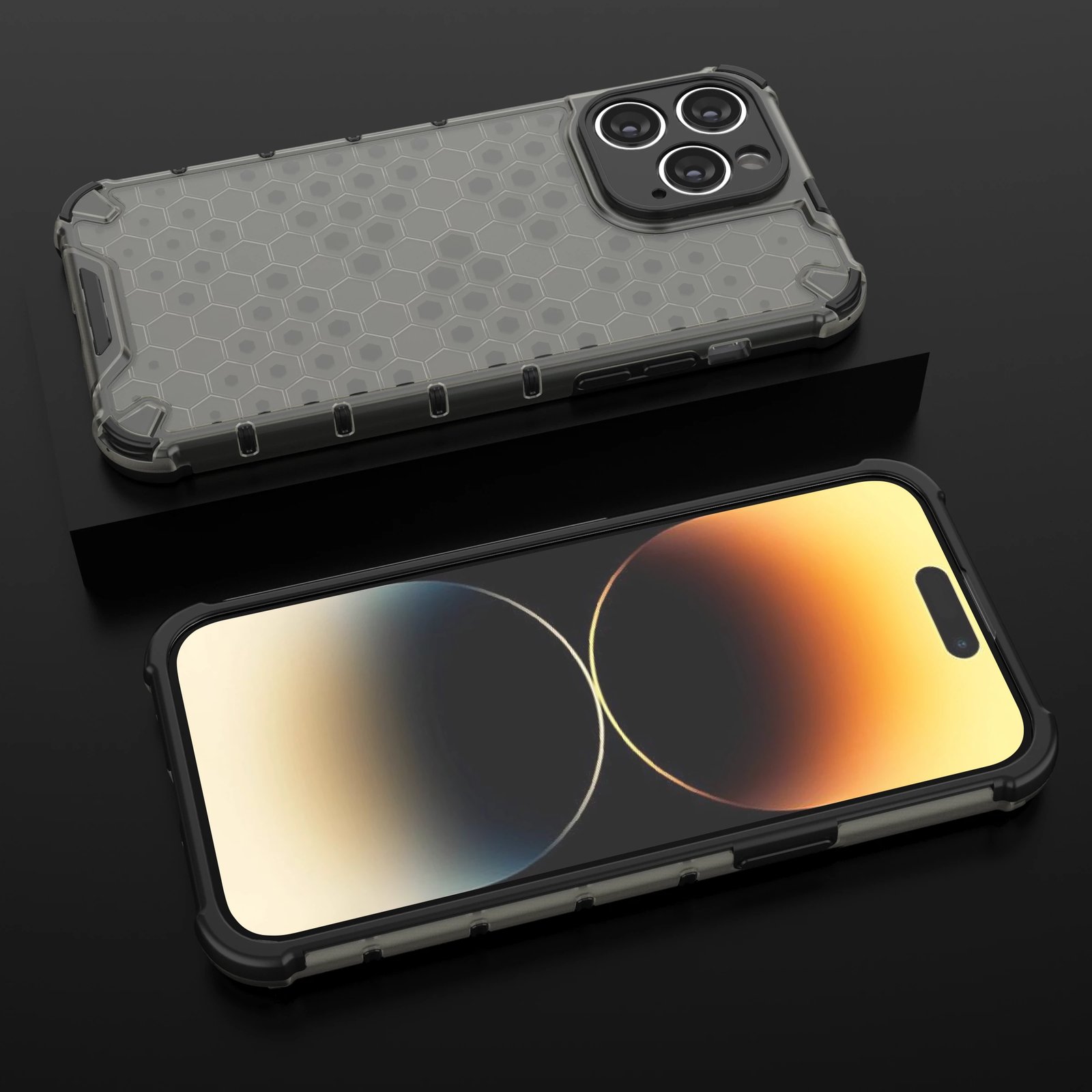 Mbështjellës Hurtel Honeycomb për iPhone 14 Pro Max, i zi