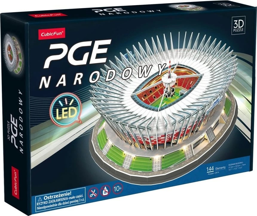 Puzzle 3D Cubic Fun PGE Narodowy LED, 144 pjesë
