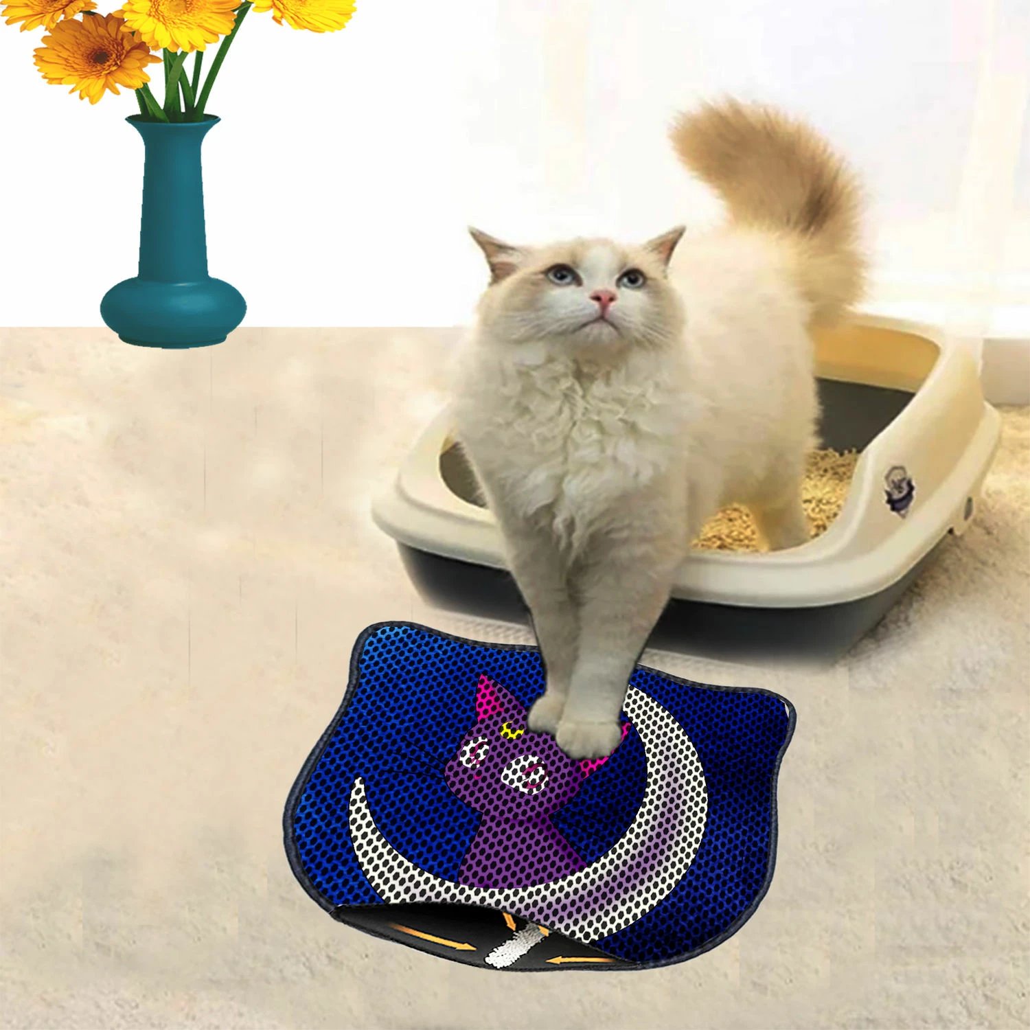 Tapet për rërë mace, shumëngjyrësh, Paws & Whiskers, Kdkafa0136, 40x50cm