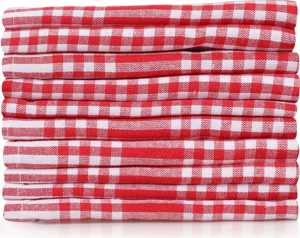 Set peshqirësh për larje (10 copë), pötikareli, e kuqe