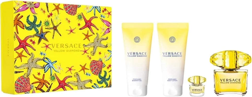 Set Eau de Toilette për femra Versace Yellow Diamond, 90ml + 5ml + 100ml + 100ml