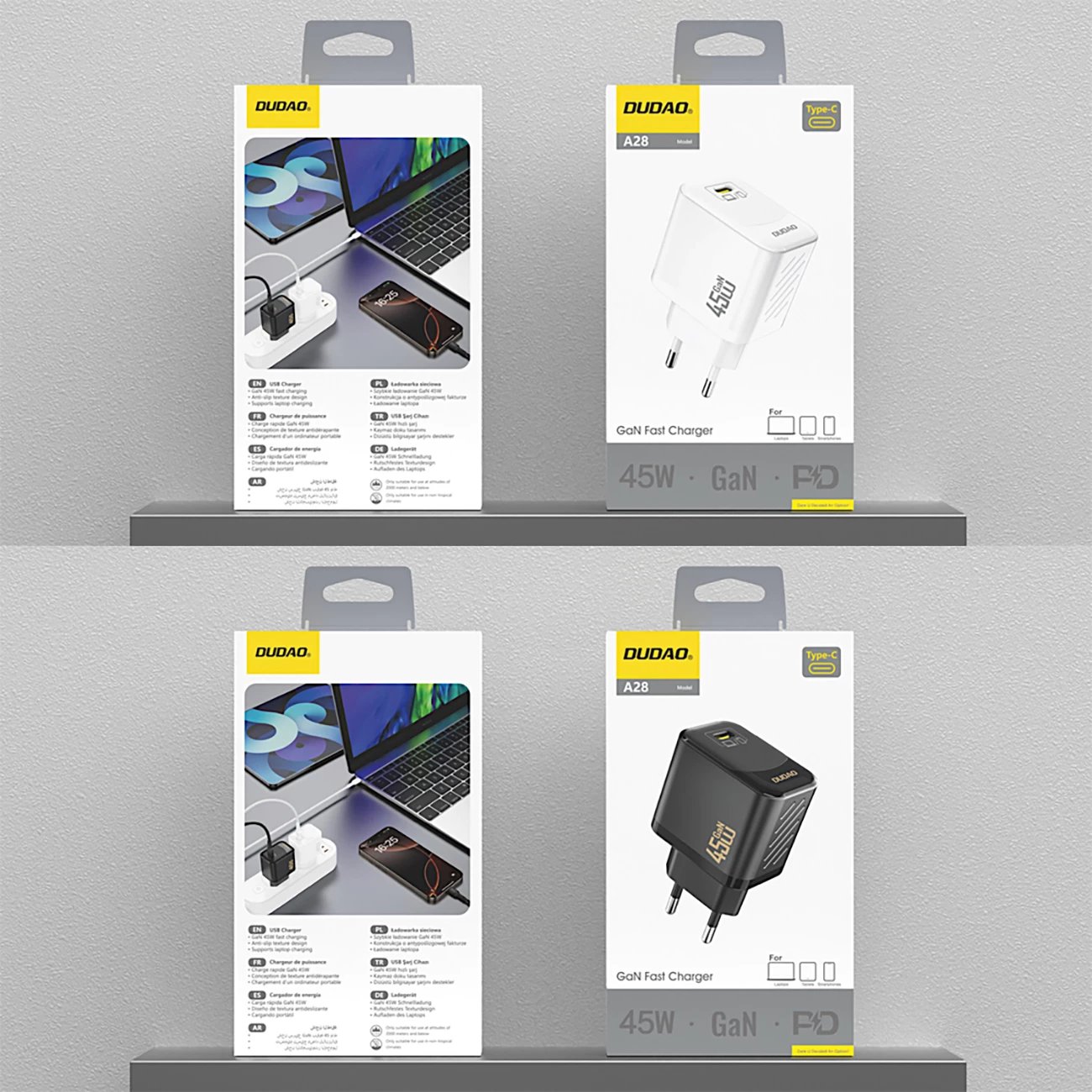 Karikues muri Dudao A28, GaN, 45W, USB-C, i bardhë