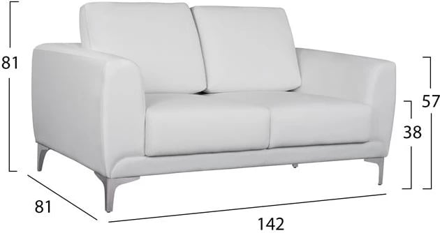 Divan dy ulësesh Kenzie, PU e bardhë, FH3121.22, 142x81x81 cm