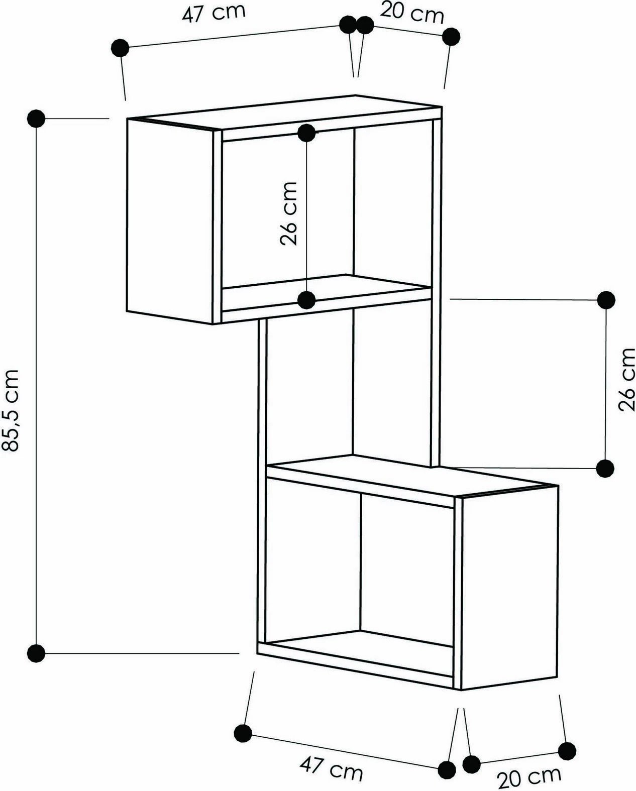 Raft muri Skye Decor, pjesë, ngjyrë e bardhë