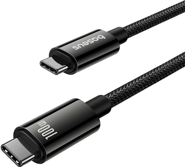 Kabllo USB-C në USB-C Baseus Tungsten Gold, 1.5m, 100W, e zezë Kabllo USB-C në USB-C Baseus Tungsten Gold, 1.5m, 100W, e zezë