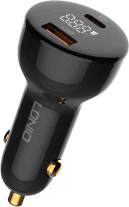Karikues veture LDNIO C101, 100W, USB + USB-C, me kabllo USB-C në Lightning, Zi