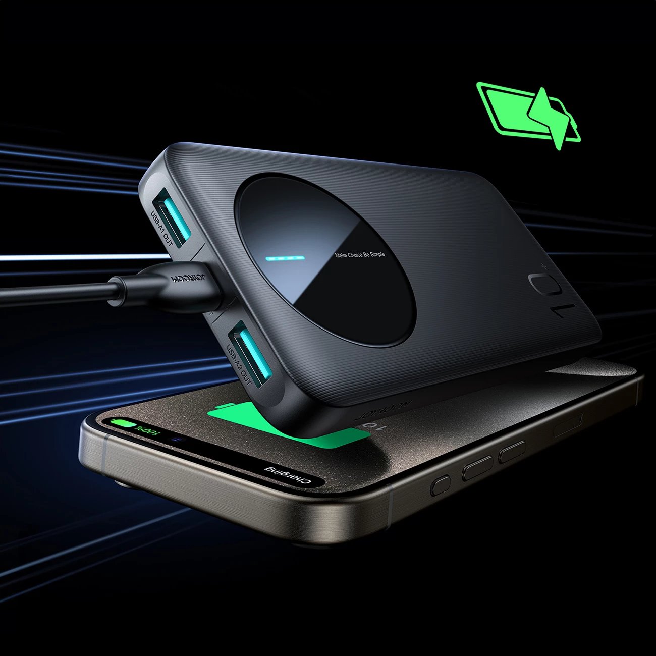 Powerbank Joyroom JR-PBF12, 10000mAh, 2x USB-A, 1x USB-C, e zezë
