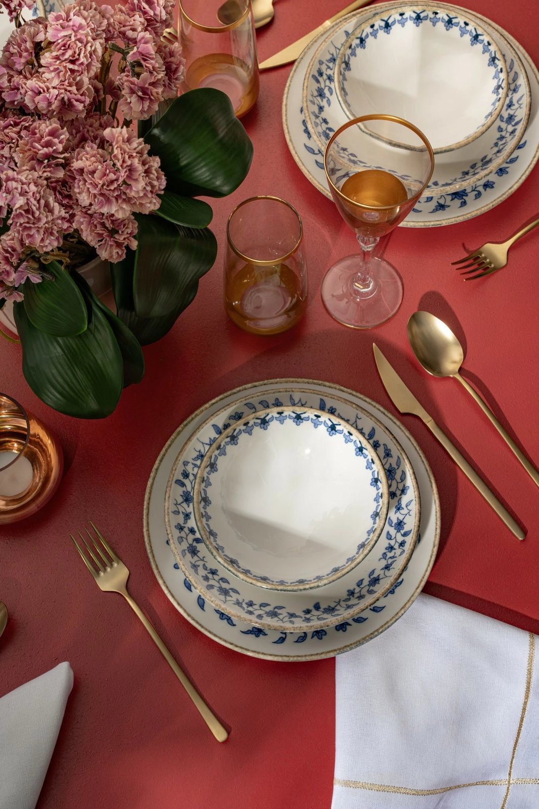 Set darke prej porcelani, 18 pjesë, Hermia Concept, BNEO18Y4890726, ngjyrë kaltër dhe e bardhë