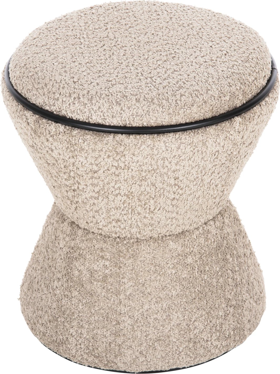 Karrige për bar, rrethore, LINNER, FH9604.08, pëlhurë boucle, bezhë-detaj i zi, D38x44 cm