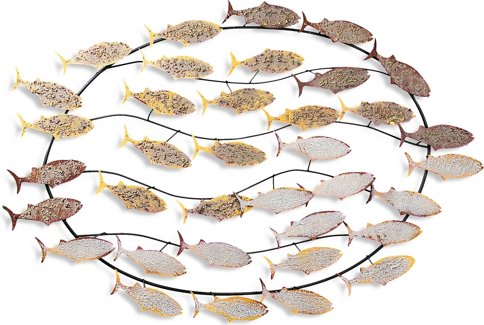 Aksesor dekorativ metalik për mur, Wallity, Alabalık 2, shumëngjyrësh