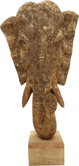 Dekor tavoline elefant, ngjyrë ari, dru mango, 31x13x61 cm Dekor tavoline elefant, ngjyrë ari, dru mango, 31x13x61 cm
