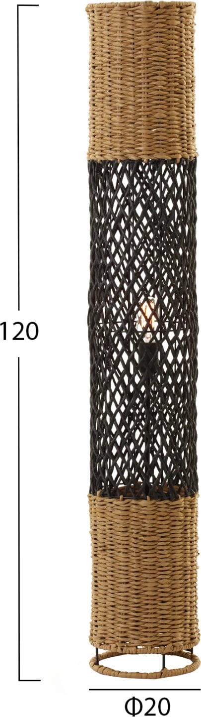 Llambë dyshemeje, FH4342, metal-letër, ngjyrë bezhë-rërë dhe e zezë, Φ20Χ120H cm