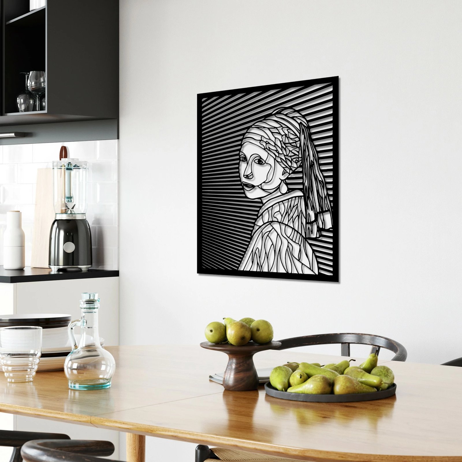 Aksesor dekorativ metalik për mur, Wallity, Vermeer, ngjyrë e zezë, 45.5x56cm