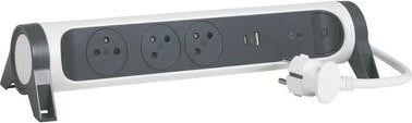 Shirit zgjatues Legrand 049417, 3x2P+T, 1.5m, me USB A/C, i zi/bardhë/antracit