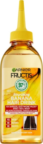 Kondicioner për flokë për femra Garnier Fructis Hair Drink Banana Rapid Liquid Lamellar, 200ml