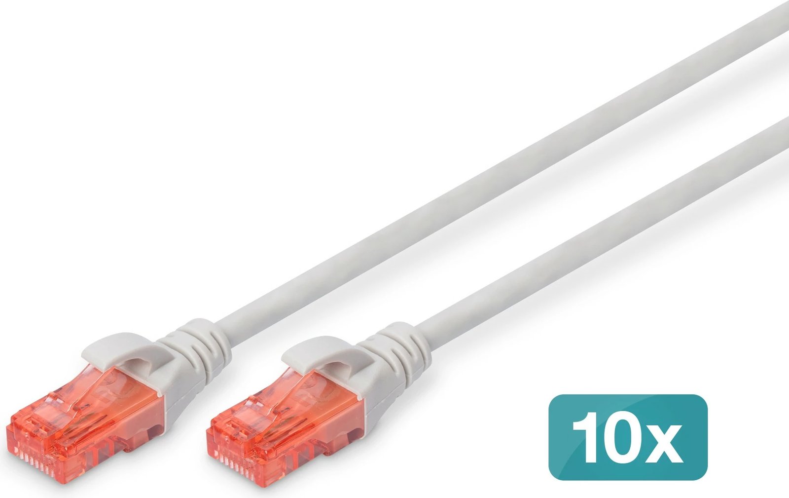 Kabllo rrjeti Digitus Cat6, 0.5m, set 10 copë, RJ-45, gri