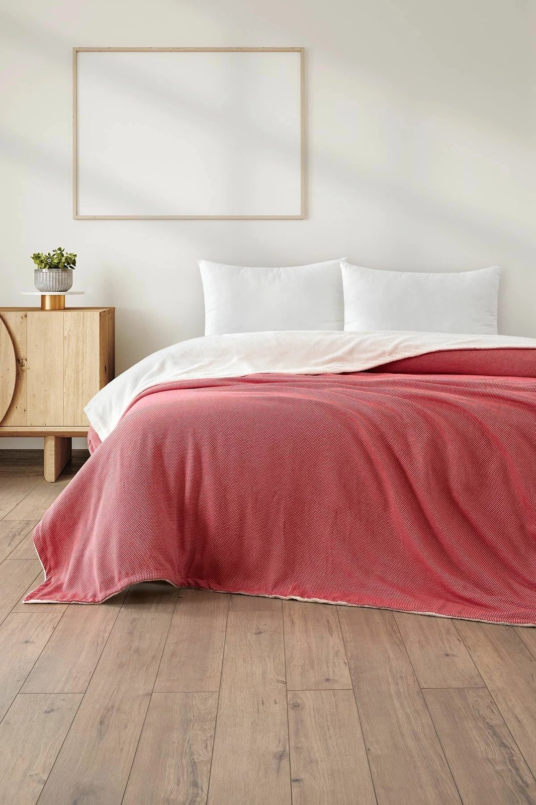 Batanije teke, pambuk 100%, e kuqe, L'Essentiel Linge de Maison, Likya, 150x195cm