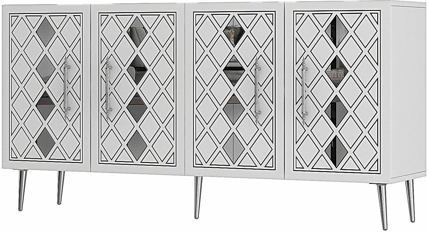 Konsol Skye Decor, Dome KB150, e bardhë, argjend