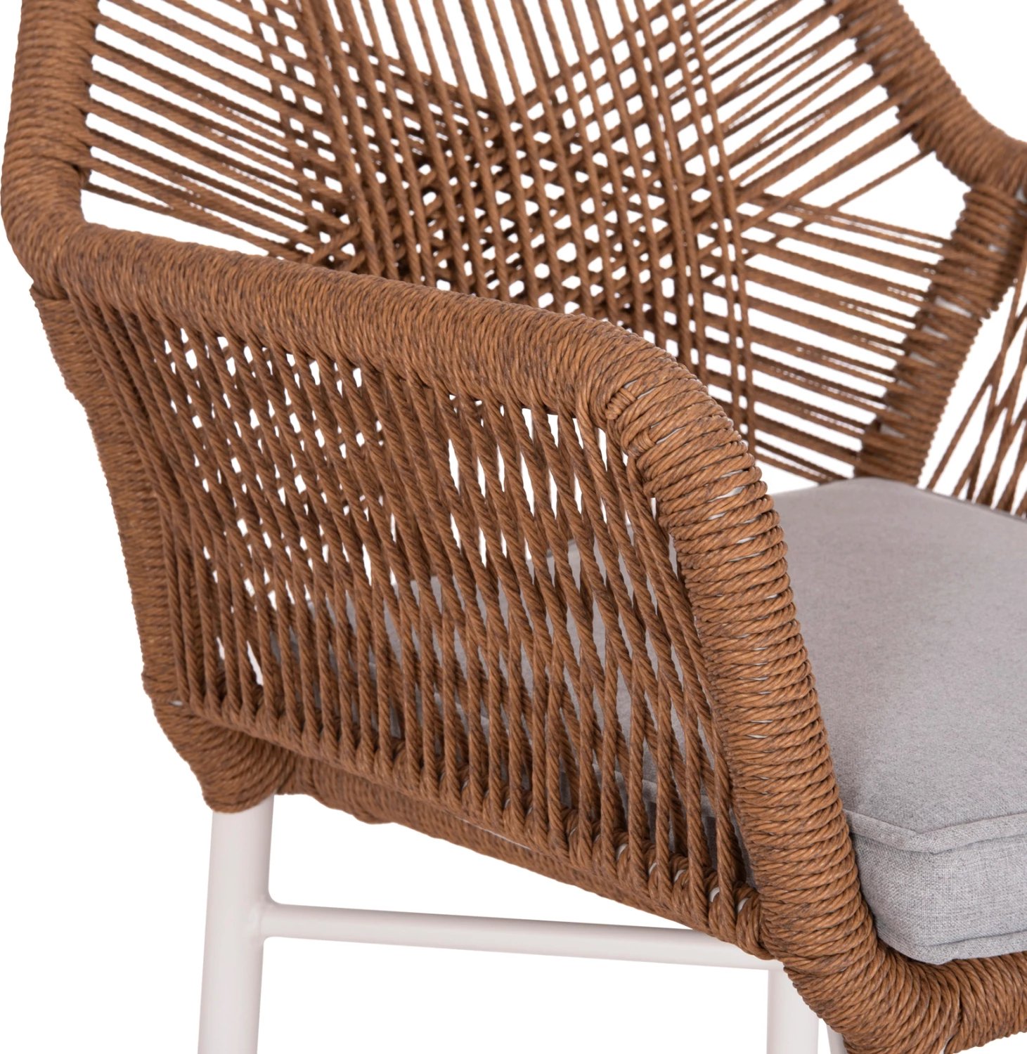 Karrige ngrënieje për jashtë, alumin i bardhë, ratan sintetik bezhë, TOPIN FH6048.11, 59x63x81cm