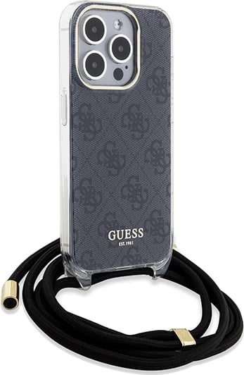 Mbështjellës Guess Crossbody Cord 4G Print për iPhone 15 Pro, zi Mbështjellës Guess Crossbody Cord 4G Print për iPhone 15 Pro, zi