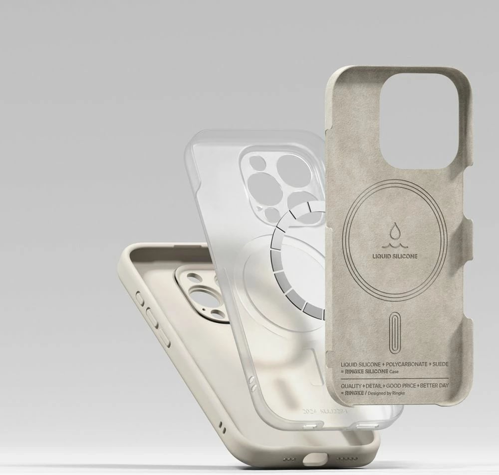Mbështjellës Ringke Silicone MagSafe për iPhone 16 Pro, Bezhe