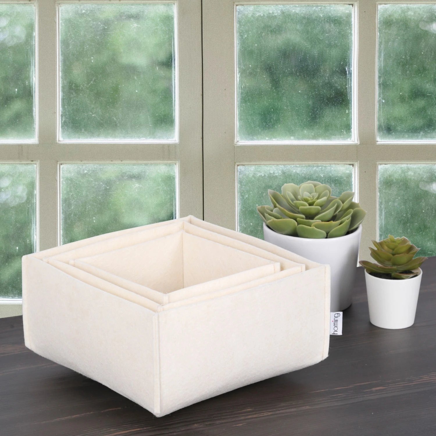 Set organizues tavoline prej ndjese, krem, 3 copë, Aberto Design, HMY-6268