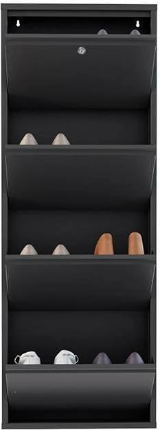 Dollap për këpucë Skye Decor, 4 pjesë, metal, ngjyrë antracit, me kyçje