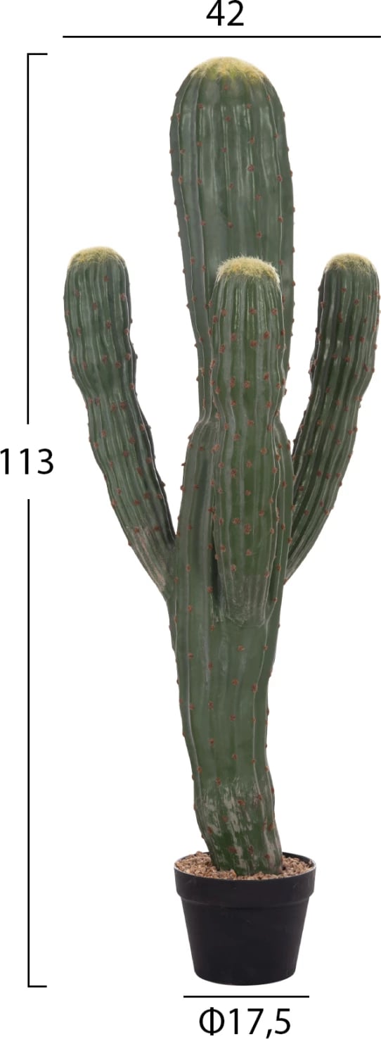 Bimë dekorative sintetike në vazo, lloj kaktusi, FH4746, 17.5x42x113cm