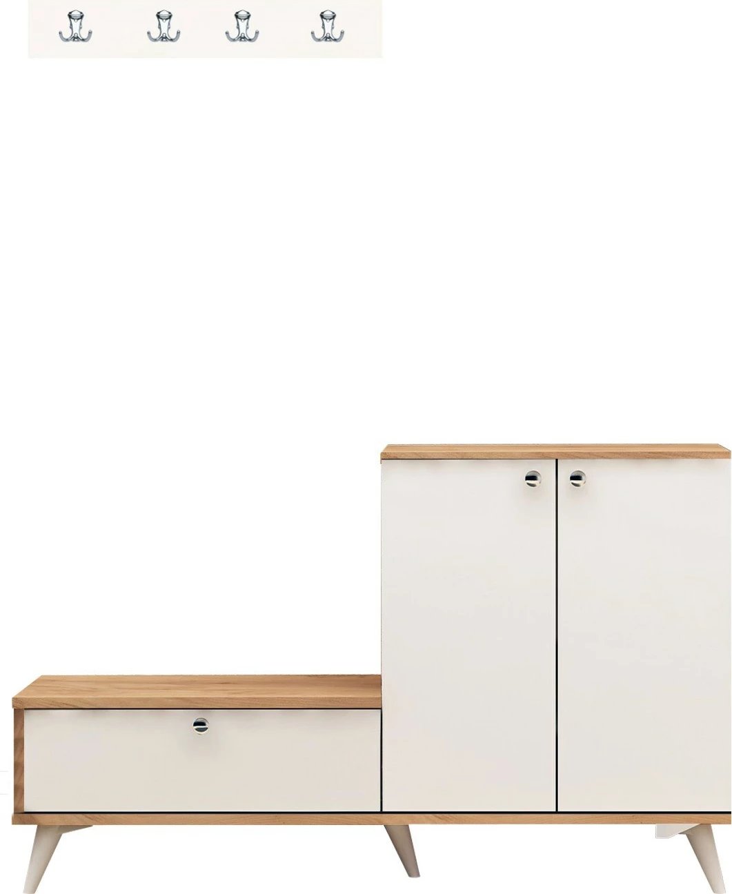 Stendë korridori Hanah Home, Evva, ngjyrë lisi dhe e bardhë