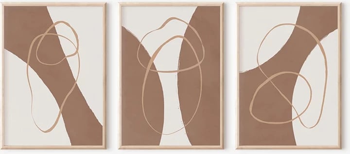 Set pikturash murale Orenis triptik, print digjital, shumëngjyrëshe, 33x1.5x48cm