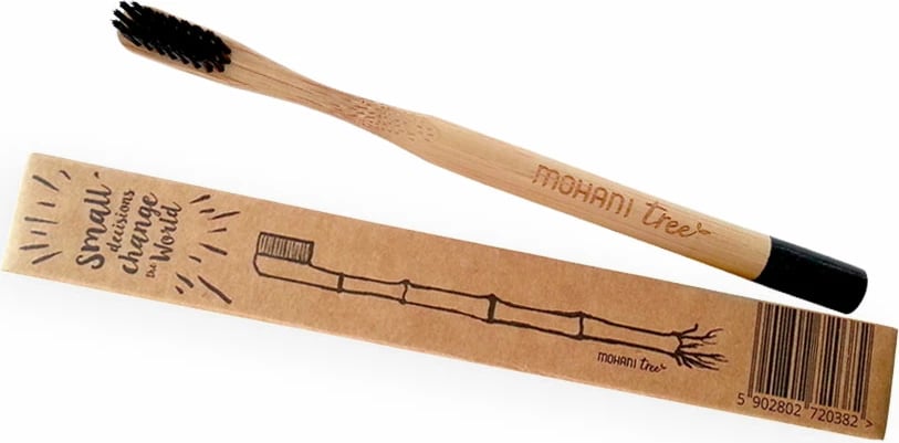 Furçë dhëmbësh Mohani Bamboo Black Medium e zezë 1 copë