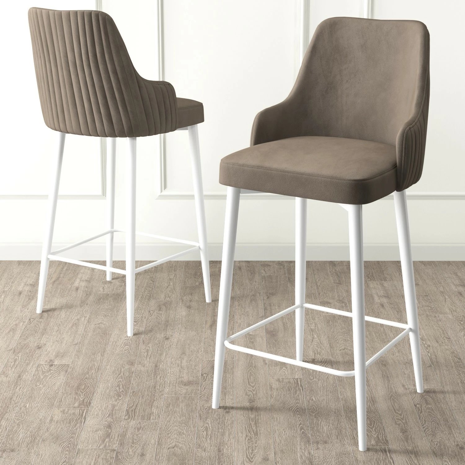 Set karrigesh për bar (4 copë), Hanah Home, Enox - kapuçino, e bardhë