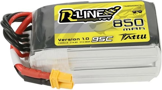 Bateri LiPo Tattu R-Line 850mAh 14.8V 95C 4S1P, për dronë