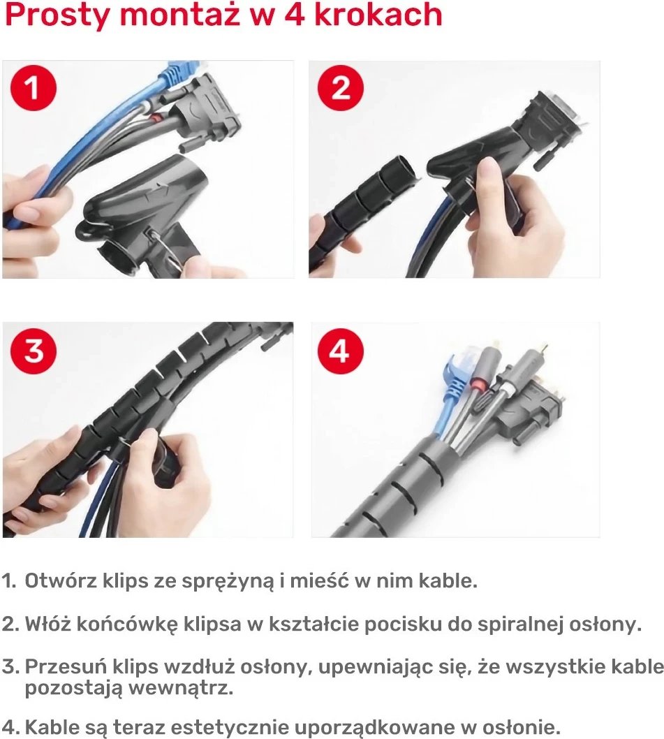 Organizer kabllash spiral Unitek, 5 metra, 22 mm, i zi