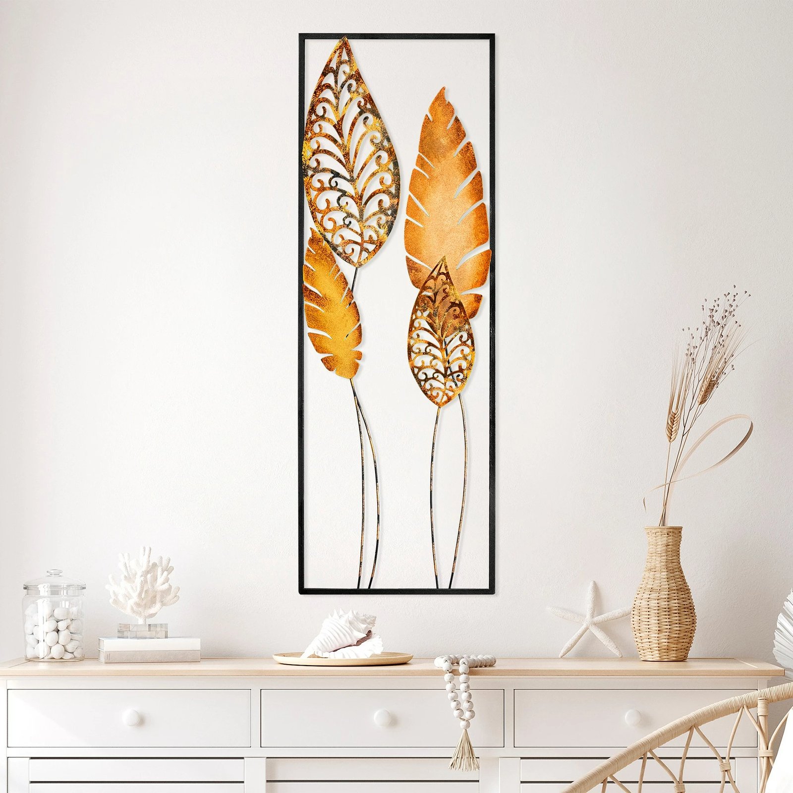 Aksesor dekorativ metalik për mur, Wallity, Nezgep 2, shumëngjyrësh, 32x90cm