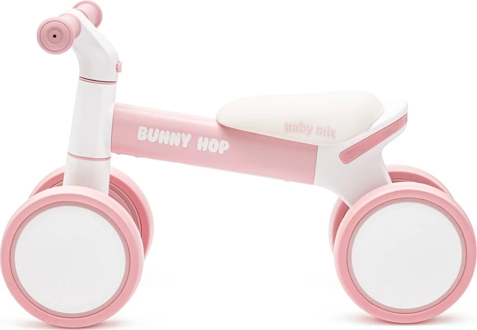 Biçikletë balancuese, BABY MIX, Bunny Hop Ultralight, alumin 1.6 kg, 4 rrota, 12+ muaj, rozë