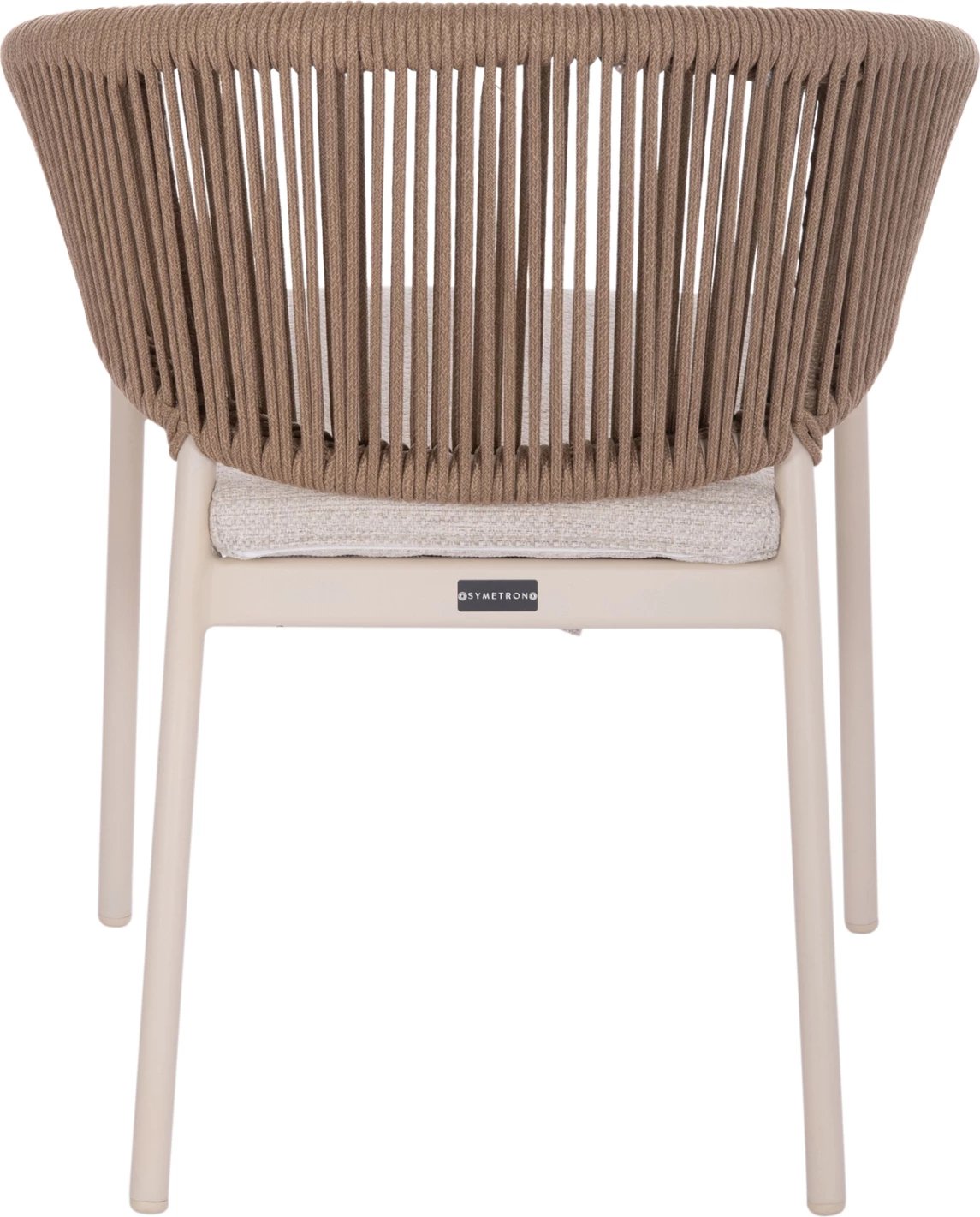 Karrige ngrënieje alumini, kornizë krem, litar natyral, jastëk, 64.5x60x78.5cm