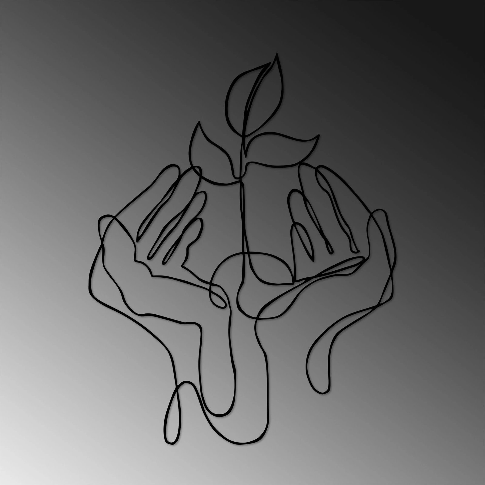 Aksesor dekorativ metalik për mur, Wallity, Sprout Greening in My Palm