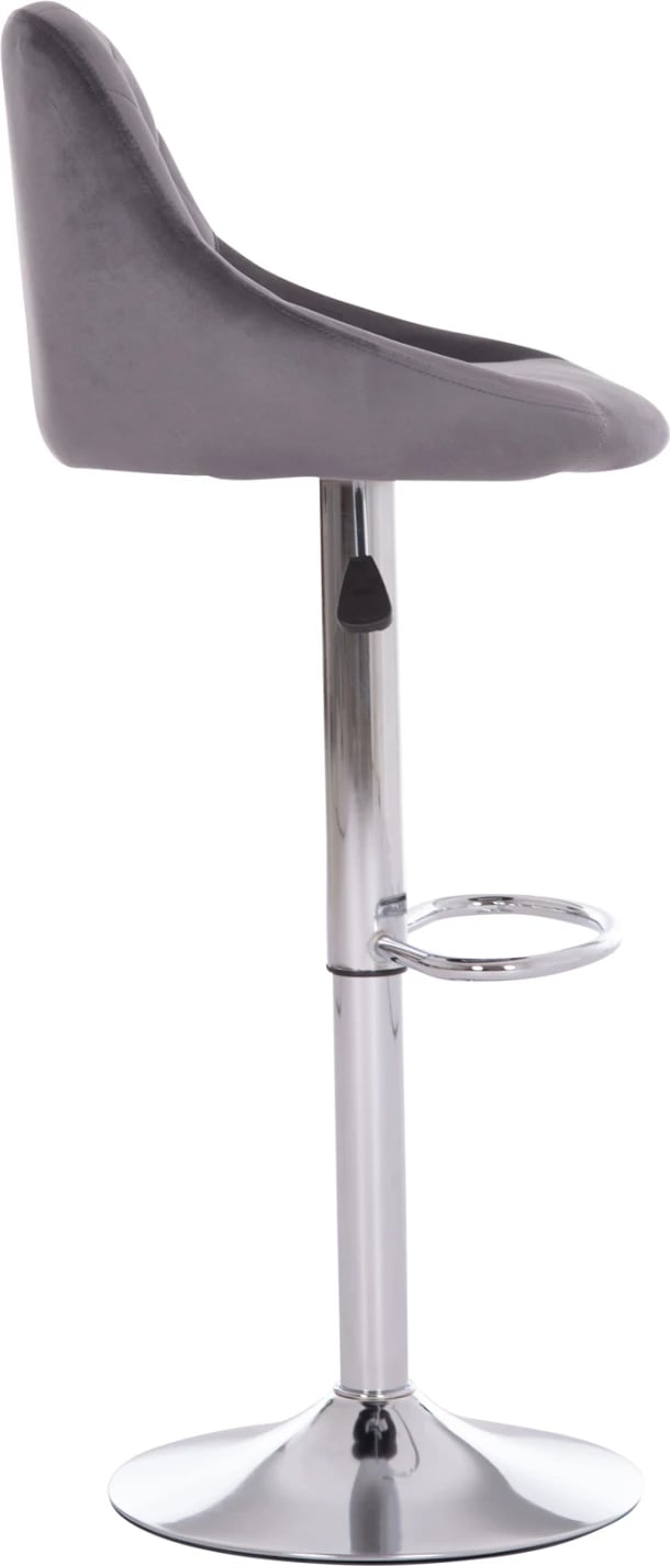 Karrige për bar ROSE, bazë e kromuar, sustë, kadife gri, 48x45x105cm, set prej 2 copë