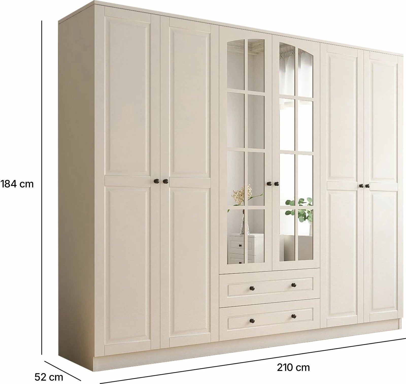 Dollap për rroba, ngjyrë e bardhë mat, Skye Decor, RB-018, 210x184x52 cm
