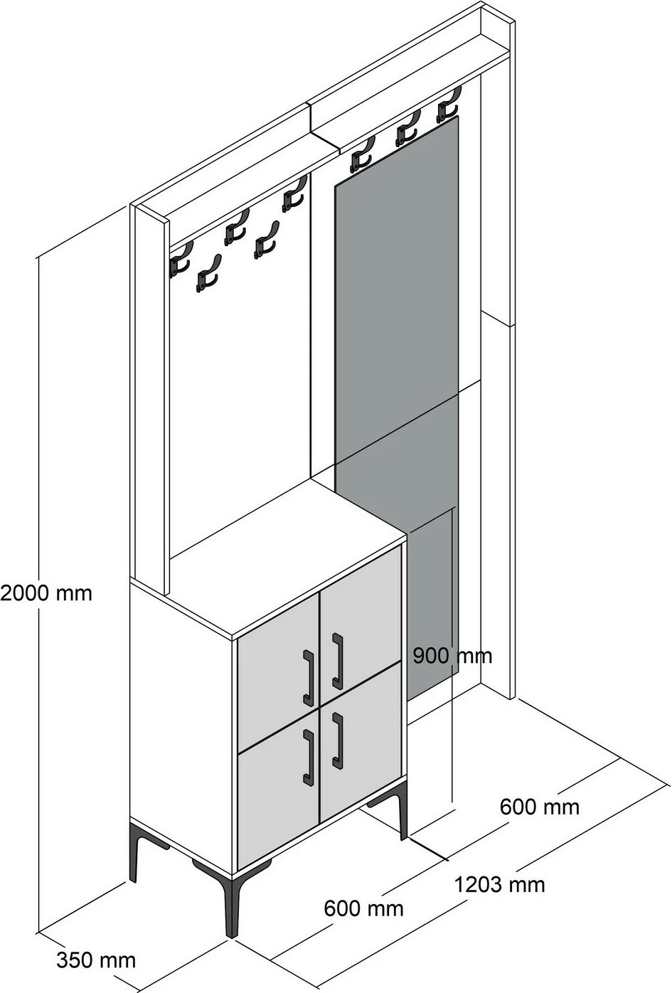 Stendë për korridor Hanah Home, Berlin BC, ngjyrë arre dhe antracit