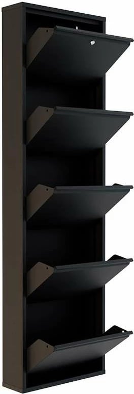 Dollap këpucësh Skye Decor, metal, 5 pjesë, ngjyrë e zezë, me kyç