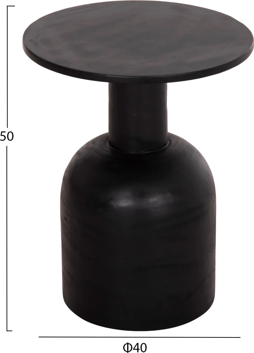 Tavolinë anësore e rrumbullakët PUMBE, dru suar i zi, FH9891.12, 40x50cm